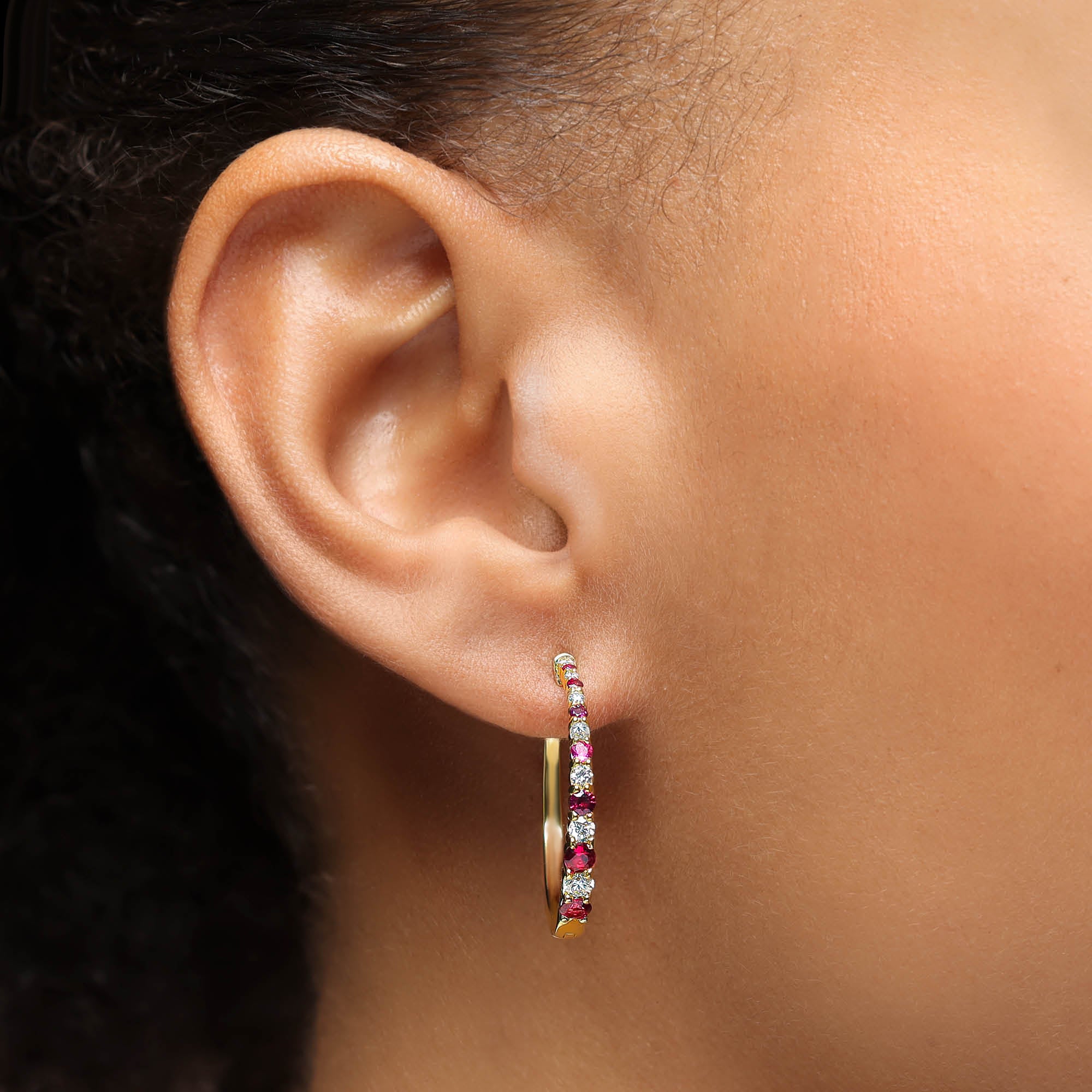 Ruby earrings online hoops